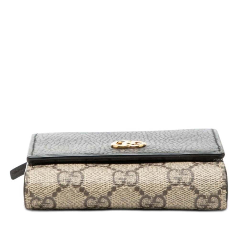 Gucci GG Supreme Marmont Logo L-shaped Zipper Bi-fold Wallet 598587 Beige Bla... - Picture 3 of 5